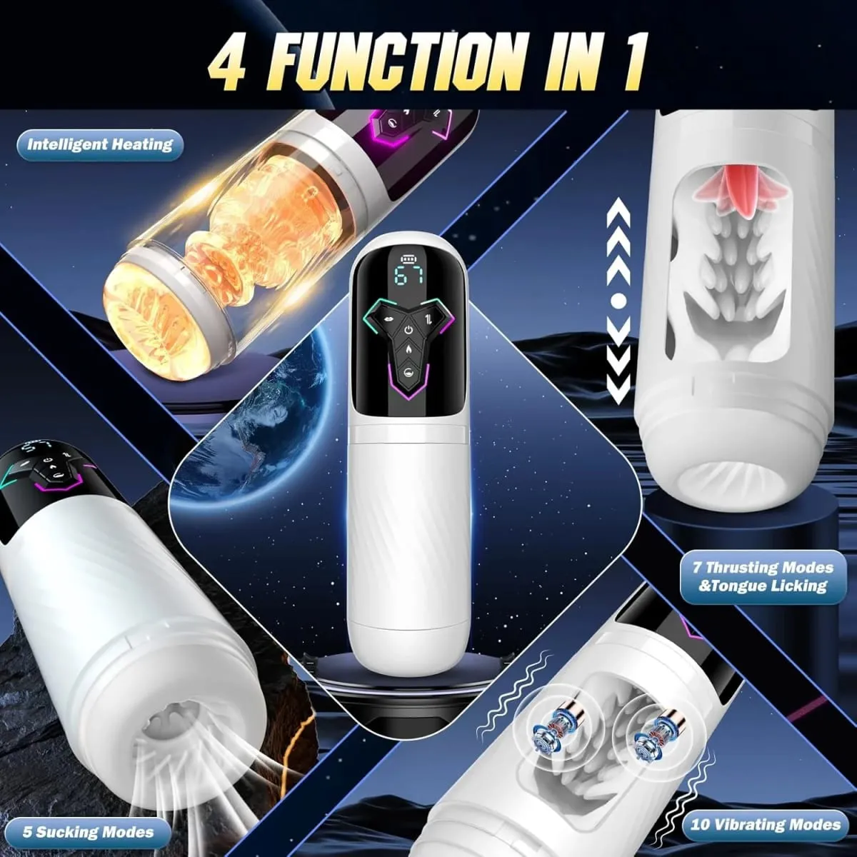 Heating Automatic Male Masturbator AI & APP Control Blowiob Machine Pocket Pussy Penis Pump LCD Display Sex Toys for Men