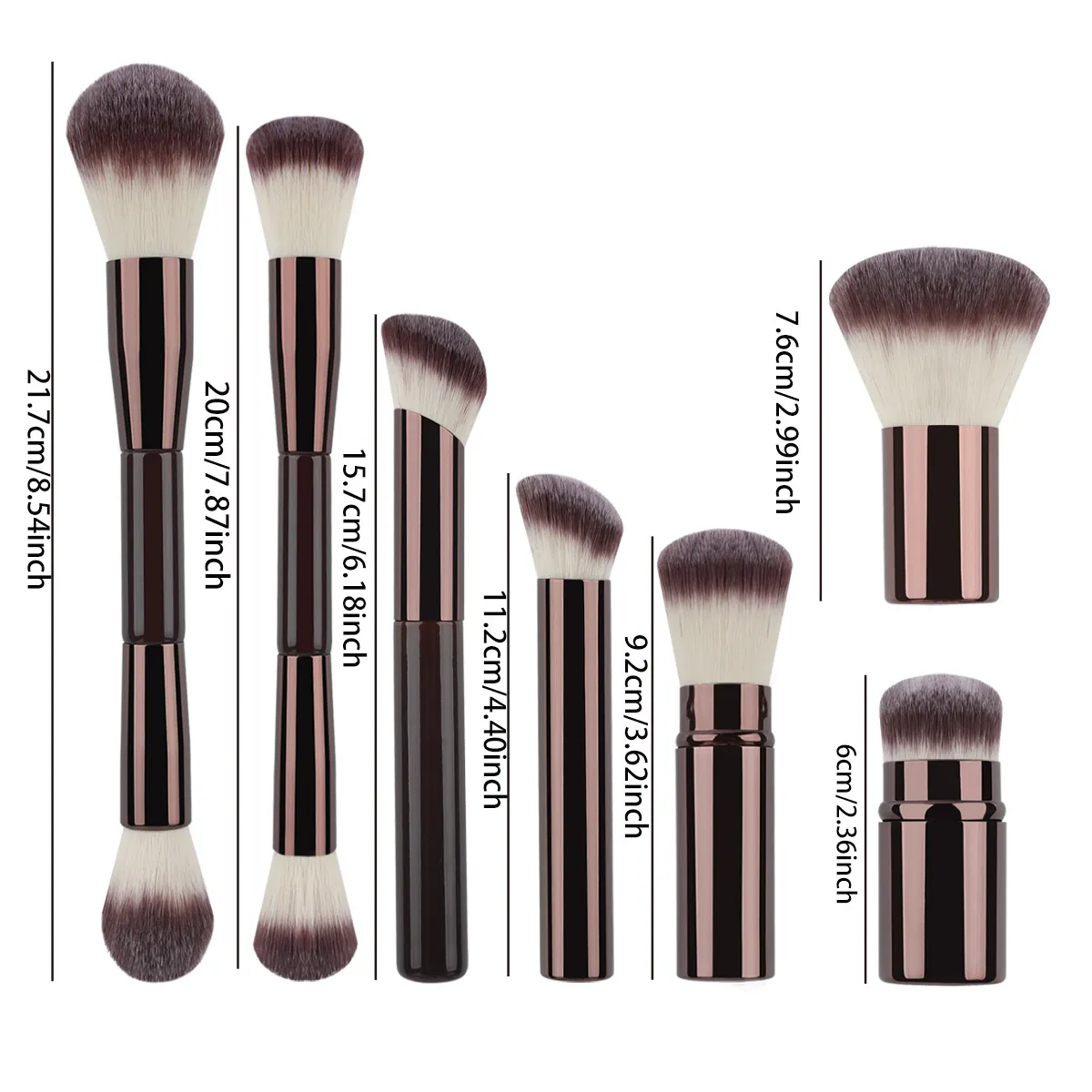 7PCS Makeup Brushes Set Double Head Foundation Brush Face Contour Sculpting Makeup Tool Soft Fluffy Loose Powder Brush