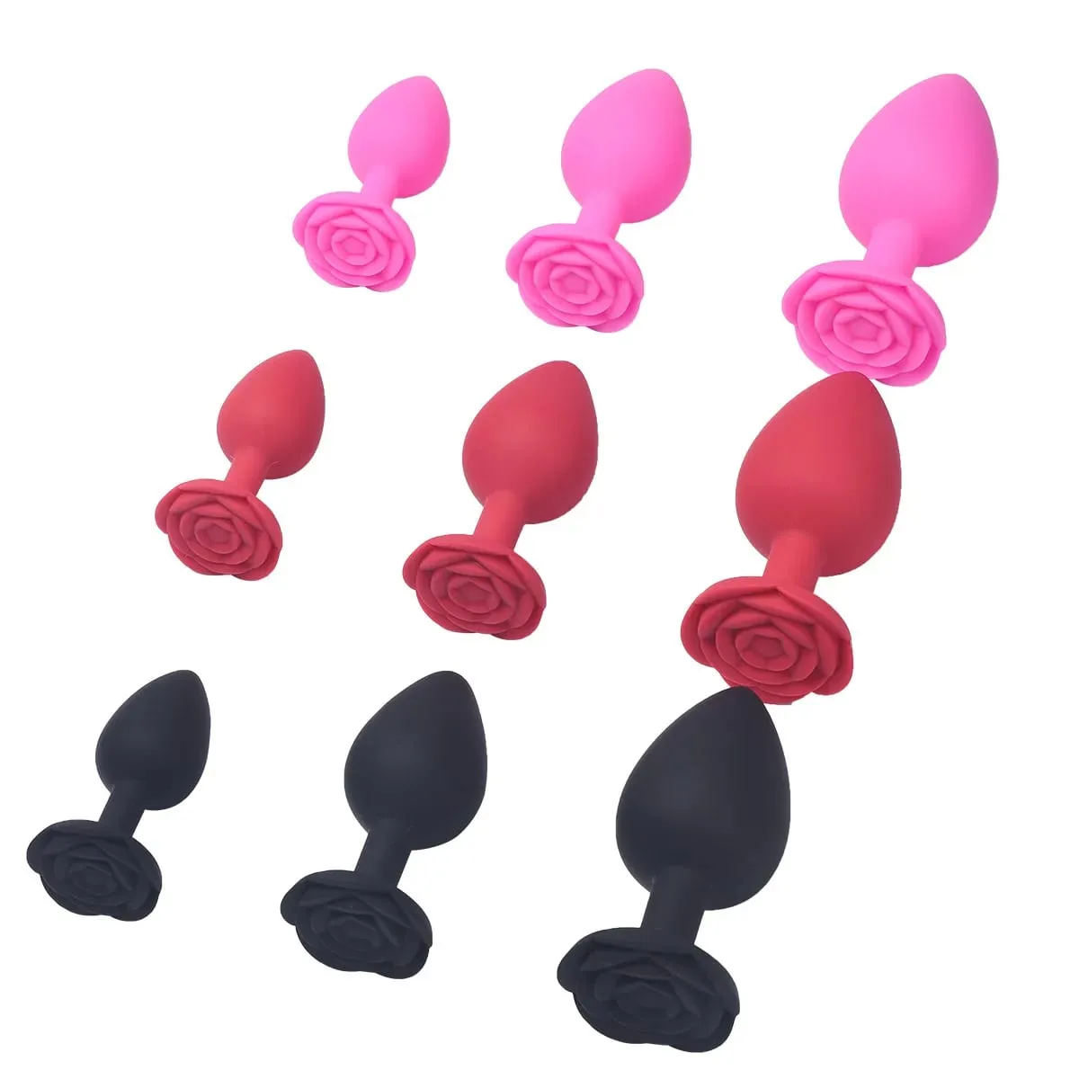 Rose Flower Siliconen Anale Kralen Butt Plug Set Kleine Medium Grote Anale Plug Sieraden Anale Trainer Dildo Anus Seksspeeltje Mannen Vrouwen Gay