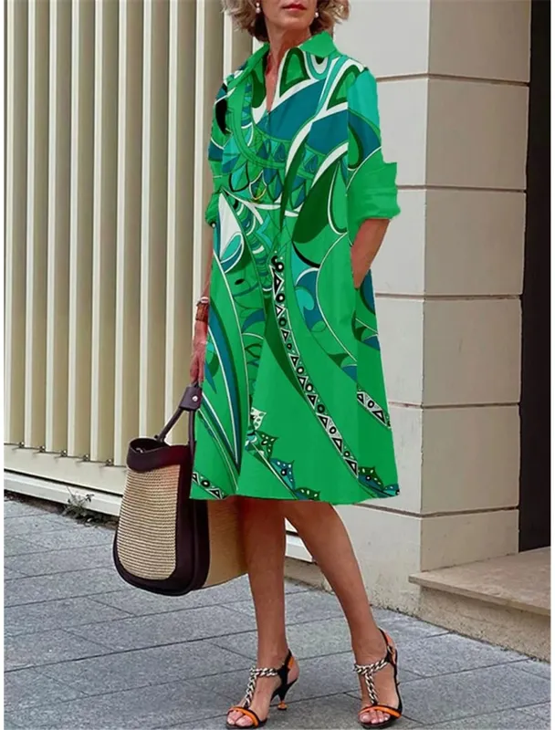 S-5Xl Sommer-Hemdkleid, Weiß, Blau, Abend-Vintage-Kleider, Party, extra lang, lockere Damenkleider, nur Celadon-bedruckte Kleider