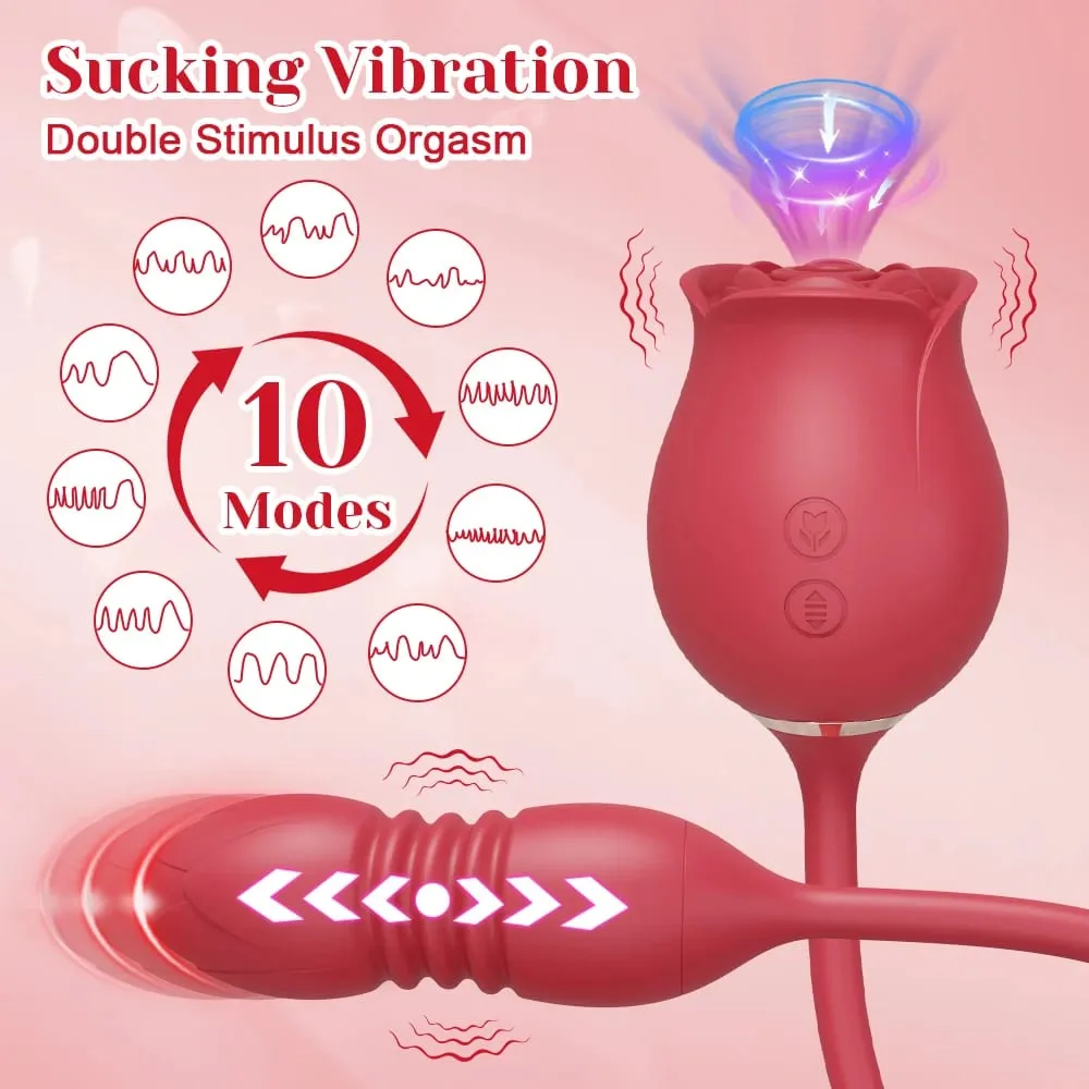 Rose-Sucking Thrusting Dildo Vibrator for Women Nipple Clit Stimulator Vibrating Egg Tongue Licking Clitoris Sucker Sex Toys