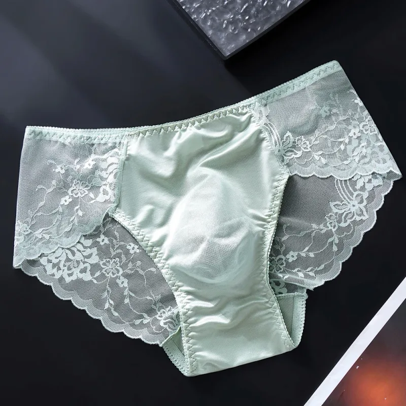 Cuecas masculinas de renda sem costura cuecas de seda gelada 3D bolsa com protuberância calcinha gay de cintura baixa