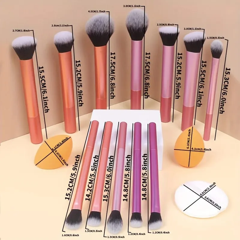 12pcs Multi-Functional Complete Makeup Brush Set: Loose Powder Brush Blush Brush Foundation Brush Eyeshadow Brush Blending B — image 4