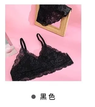 French Summer Bralette - Wireless Push-Up Bra for Small Chest Ultra-Thin Triangle Cups & Sexy Lingerie Set & Sexy Tushy
