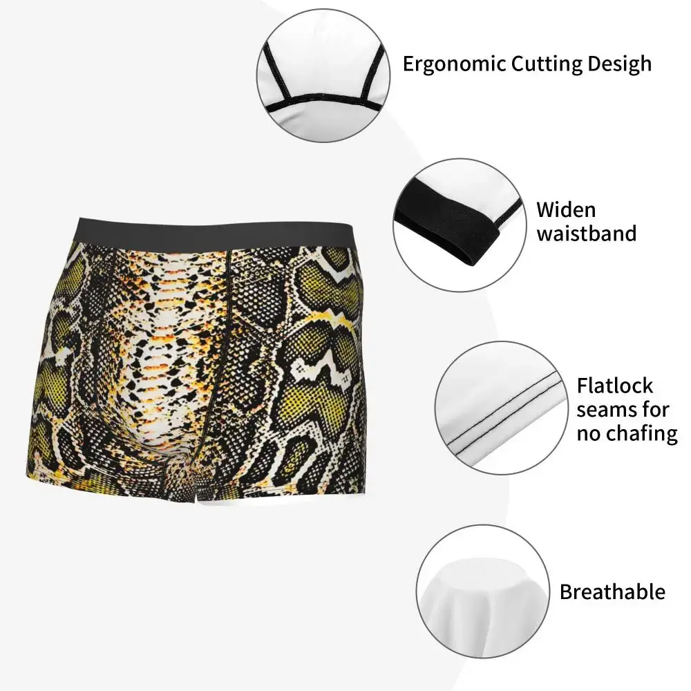 Pakaian Dalam Gambar Kulit Ular Kustom Celana Boxer Tekstur Hewan Kulit Ular Melar Pria Celana Pendek Celana Dalam Lembut untuk Homme