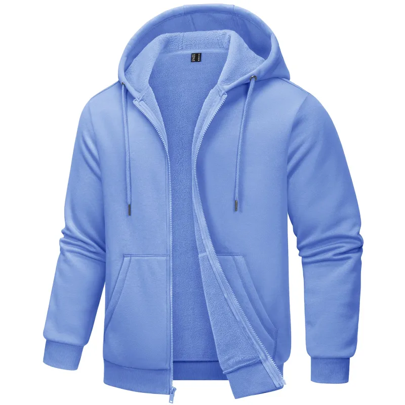Big Pockets Fleece Lining Hoodies Mens Hooded Coats Full Zip Up Casual Hoodie Jackets Athlete Running Hiking Sportswear — image 28