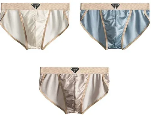 Slips en soie glacée pour hommes, sous-vêtements semblables à du Satin, sous-vêtements d'été respirants à séchage rapide, sous-vêtements Sexy avec pochette en U, 1/3 pièces