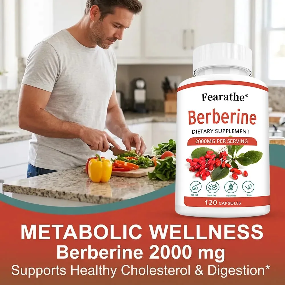Berberine HCl 2000mg Capsules Supports Cardiovascular Health Digestion Immune Function Energy Antioxidant & Anti-Aging