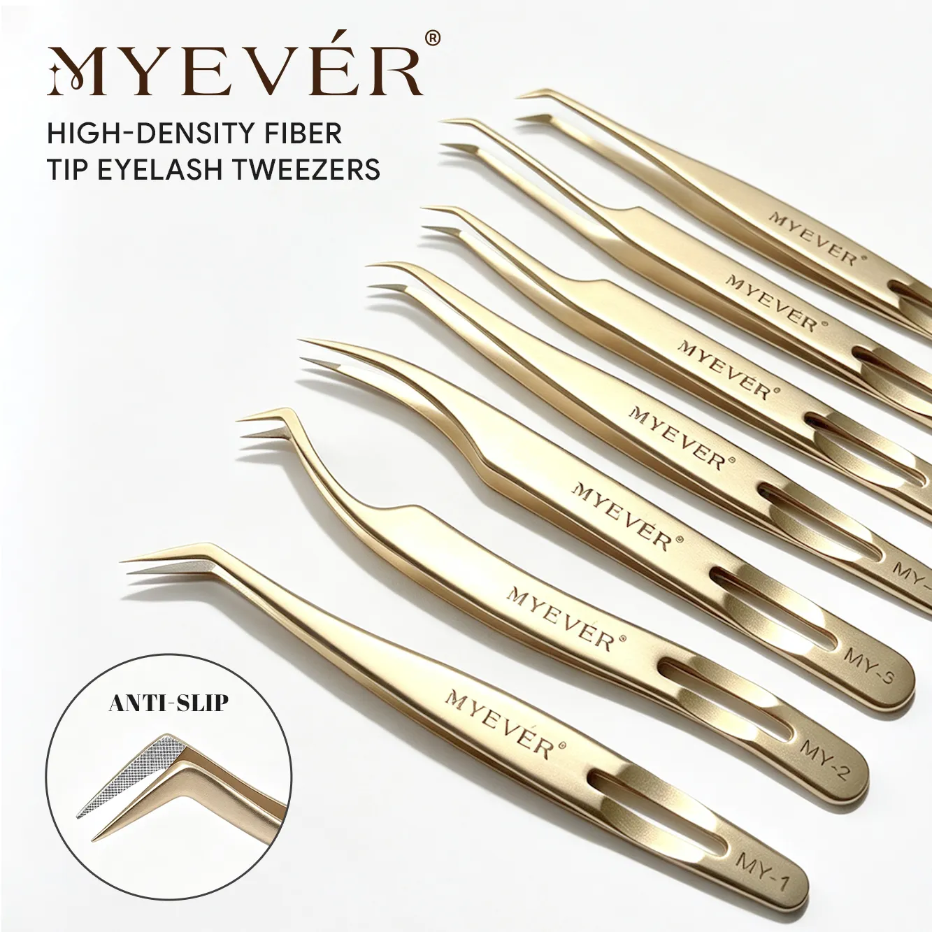 Anti-Slip Eyelash Extension Steel Tweezers High-Density Fiber Tip Eyelash & Eyebrow Professional Precision Makeup Tools