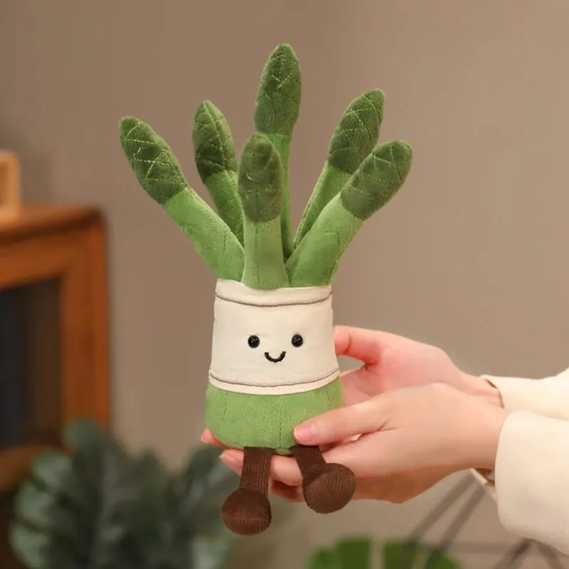 Stuffed Humanoid Vegetable Plush Pillow Smiling Corn Carrot Asparagus Doll with Legs Decor Prop Gift