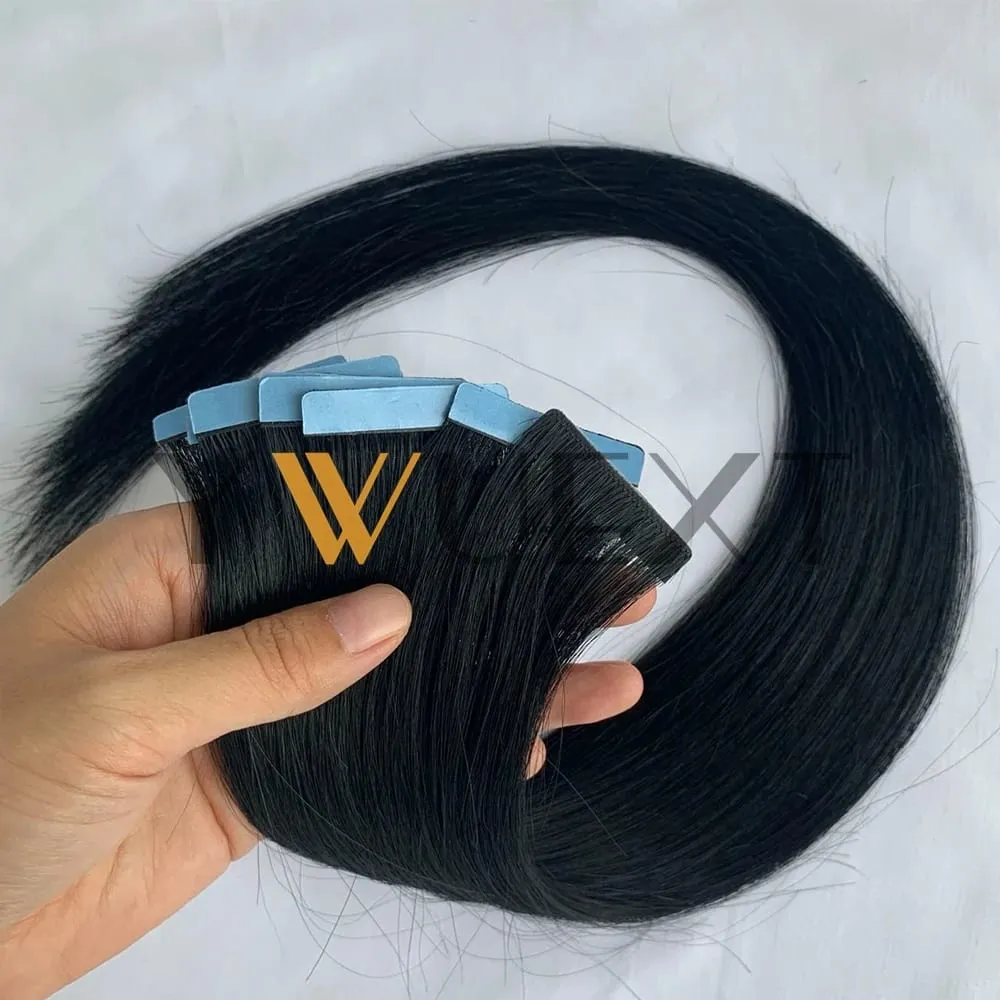 Invisible PU Skin Weft Hair Extensions Natural Straight Machine Remy Seamless Adhesive Tape In Human Hair 10pcs/pack