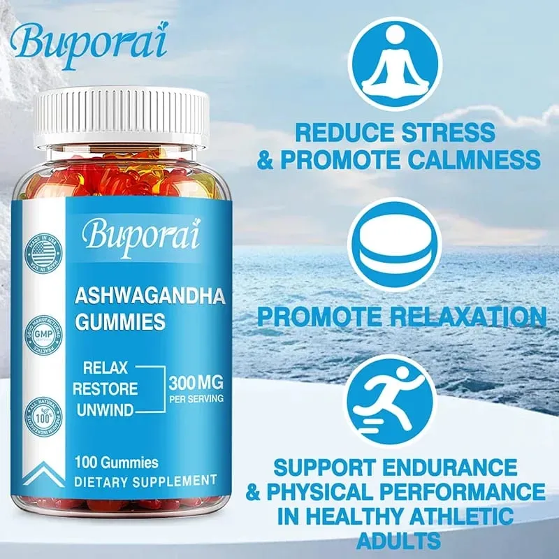 Ashwagandha Gummies - Relieve Stress Enhance Memory Focus Promote Immune and Nervous System Health and Metabolism