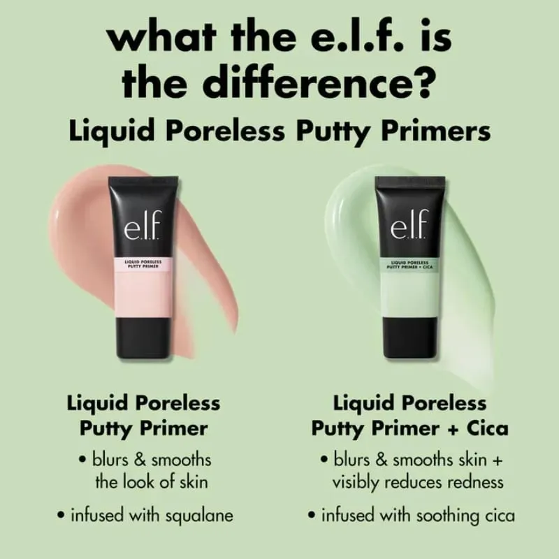 Elf Liquid Poreless Putty Primer Power Power Grip Matte Primer Dewy Setting Spray Halo Glow Liquid Filter & Blush Beauty Wand