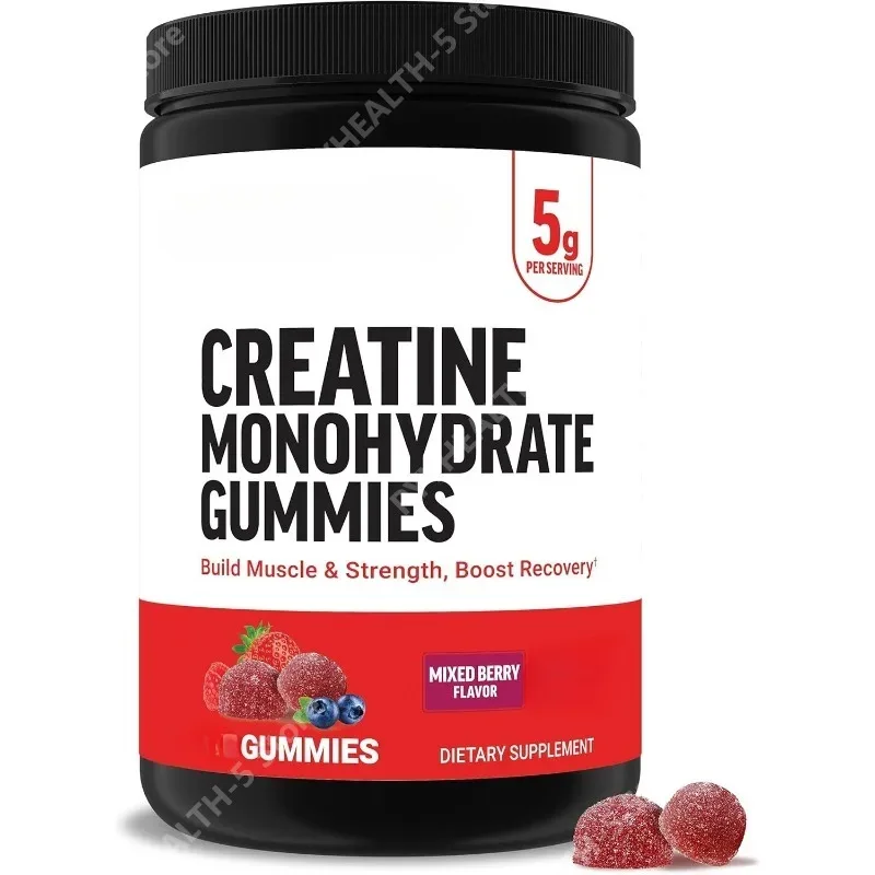 Creatine Monohydrate Gummies Mixed Berry Chewable Daily Fitness Support for Men Women No Gelatin 60 Gummies