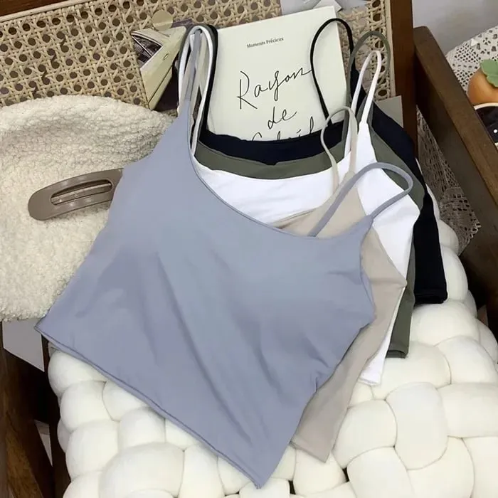 Summer Bra Top Gym Women Ice Silk Crop Seamless Tube Tops Camisole Underwear Korean Fashion Solid Padded Bralette Vest Naked — image 10