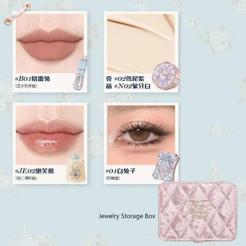 Flower Knows Makeup Profissional Completa Eye Shadow Air Cushion CC Cream Blush Lipstick & Mascara Jewelry Storage Box Gift Set