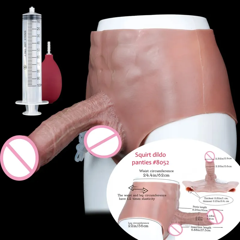 Black Nude Strapon Big Realistic Ejaculation Dildo Silicone Squirting Panties With Simulated Solid Penis Sex Toy For Women — image 8