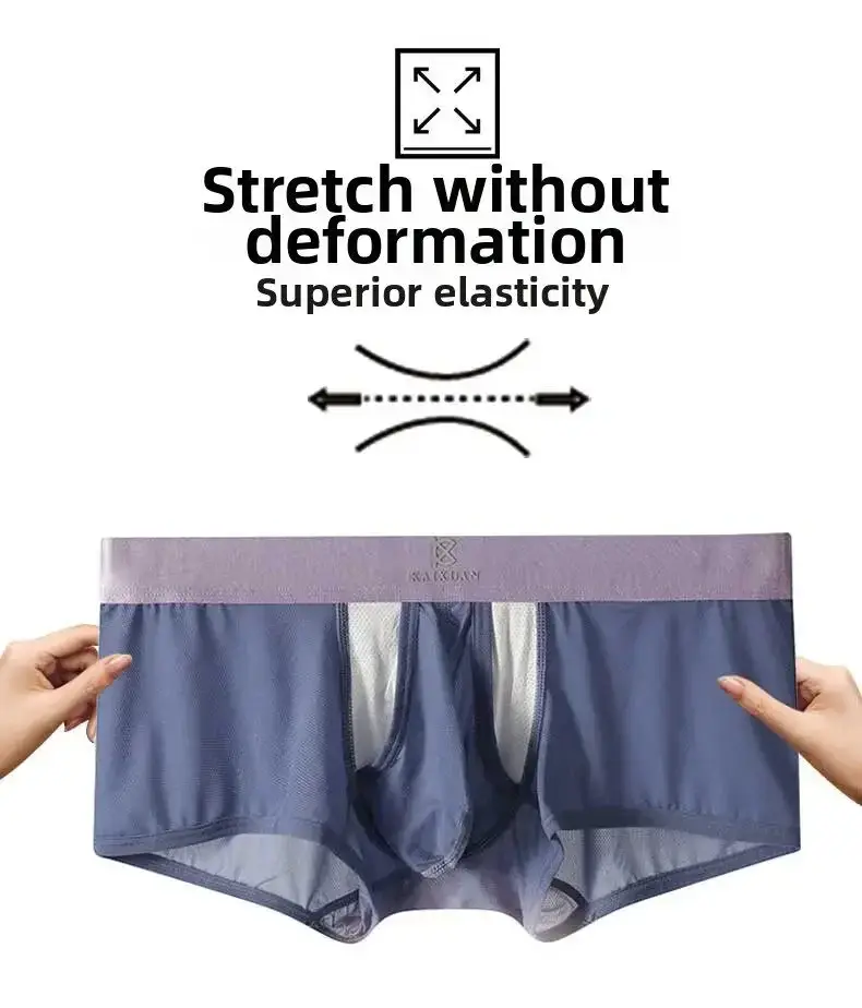 Summer Ice Silk Underwear Men's Quick Drying Boxer Shorts Lightweight Breathable Separable Side Opening Non Detachable Panties