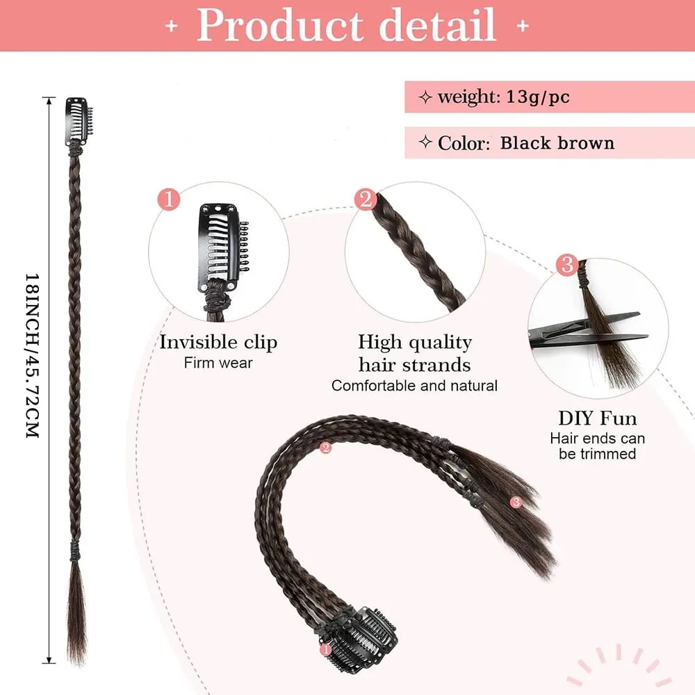 4pcs Synthetic Box Braids Clip In Hair Extensions K-POP Long Hair Braid Extensions For Party Use Y2K Hair Accessories — image 5