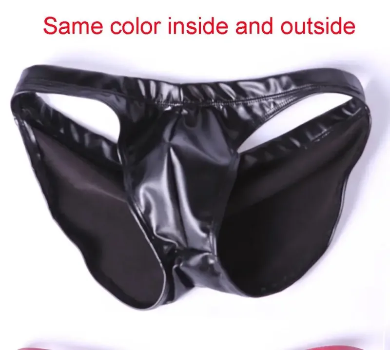 Celana Renang Mengkilap Minyak Busa PU Elastis Bokong Rendah Pengangkat Bikini Slip Shirring Jahitan Selangkangan Pakaian Dalam Celana Pendek Mandi