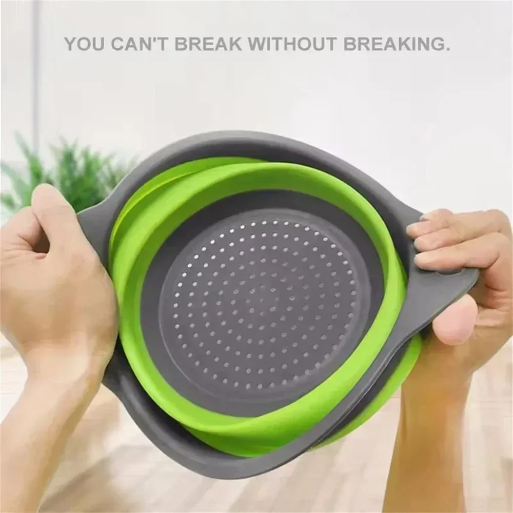 2PCS Silicone Folding Drainer Basket Fruit Vegetable Foldable Colander Kitchen Strainer for Food Pasta Kitchenware Drain Device