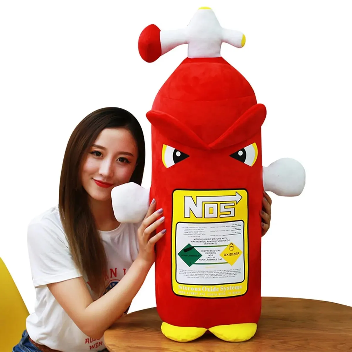 Simulation Fire Extinguisher Plush Toy Soft NOS Pillows Nitrous Oxide Bottle Pillow Cushion Headrest Backrest for Home Decor