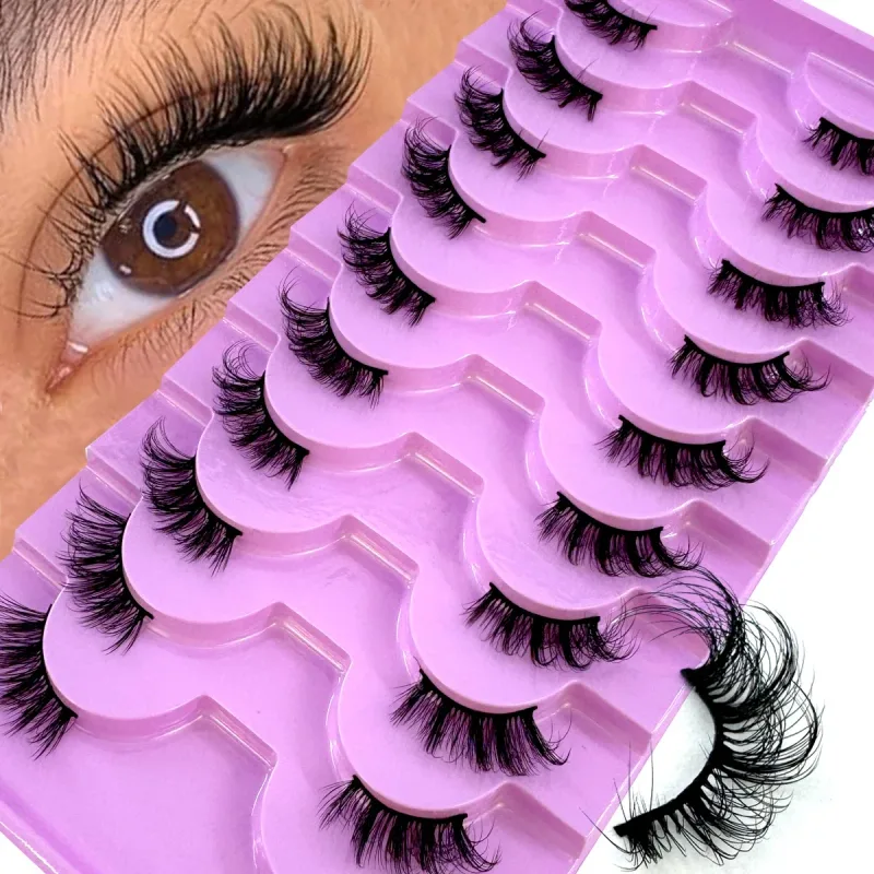 Half Lashes 10 Pairs Half Lashes Soft Natural Cat Eye Lashes Makeup Tool Fake Eyelashes Extension Fluffy Faux Cils