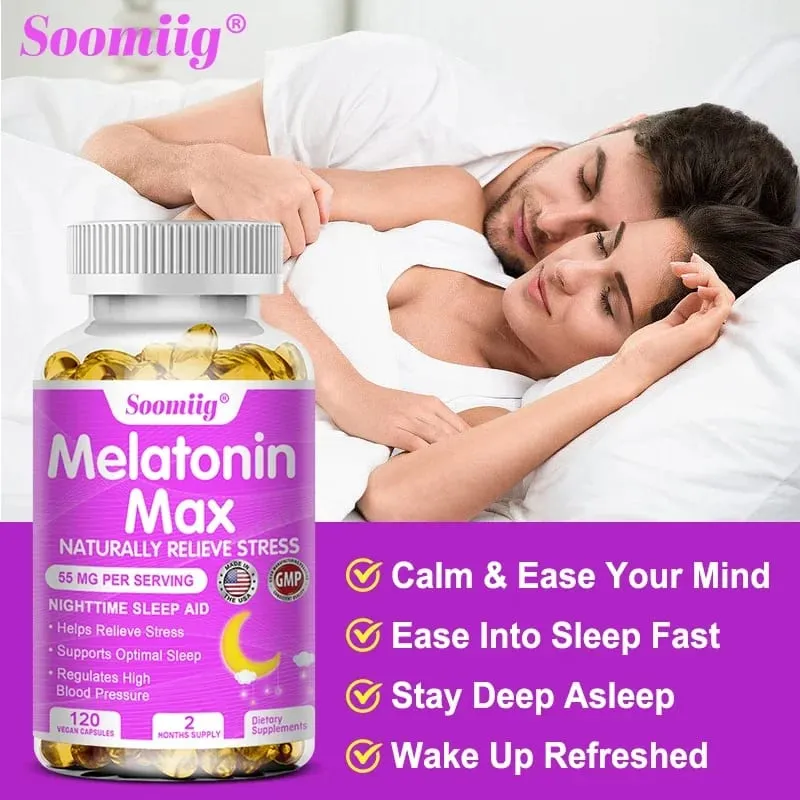 Melatonin - Dietary Supplement To Improve Nighttime Sleep Quality and Improve Insomnia Reduce Waking Time Boost Immunity