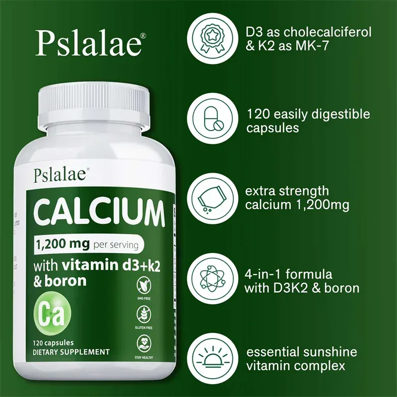Calcium 1 200 Mg with Vitamin D3 for Women & Men - Supports Bone & Immune Health Maintains Joint Function Non-GMO Gluten-free