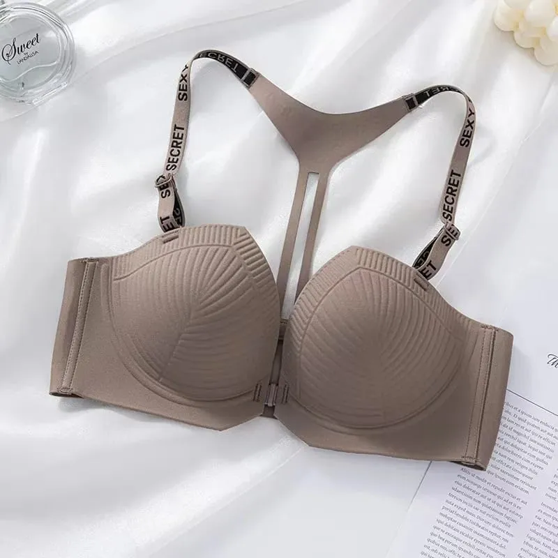 2025 Seamless Backless Front Closure Push up Bra with Y-shaped Letter Straps Anti-Sagging for Women Sexy Lingerie — image 9