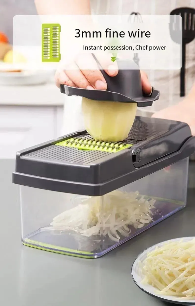 Vegetable Cutter Multifunctional Kitchen Tool 5-in-1 Food Chopper for Tomato Carrot Cheese Onion Handheld Slicer Dicer Grater