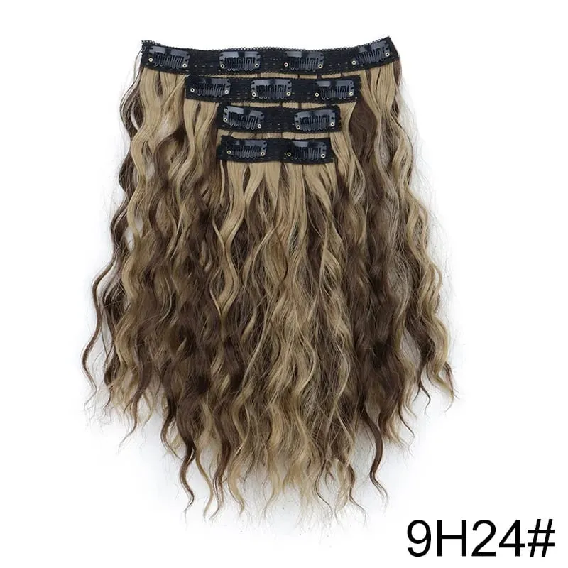 12Inch Synthetic Short Wavy Curly Hair Extension 4pcs/set Clip in Hair Easy to Wear for Women Party Use Daily