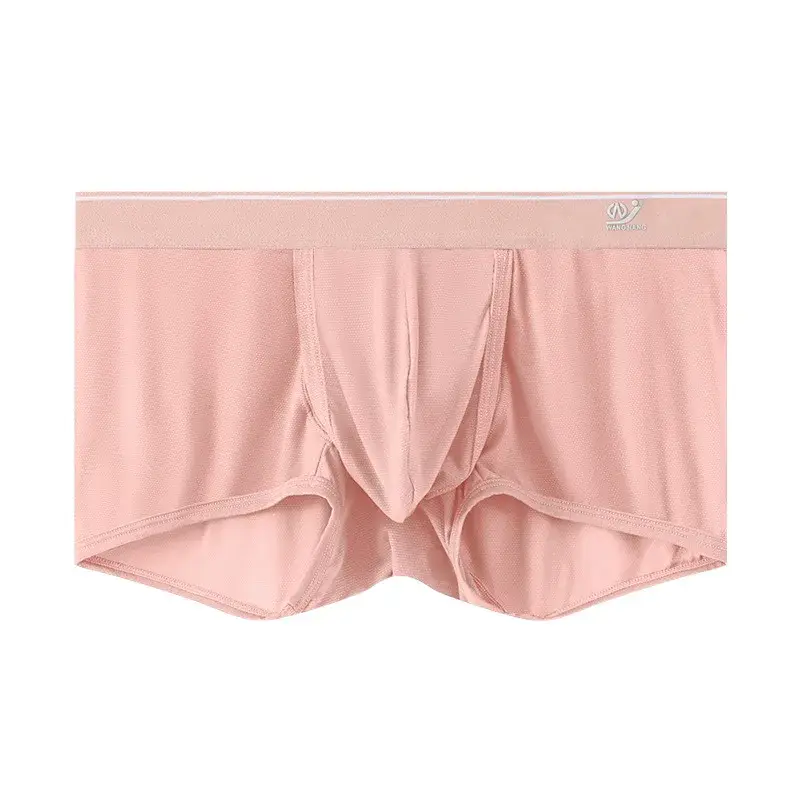 1 PCS Ice Silk Space Capsule Underwear Men's Compartment Solid Summer Breathable Ultra-thin Boxers Shorts Transparentes Hombre