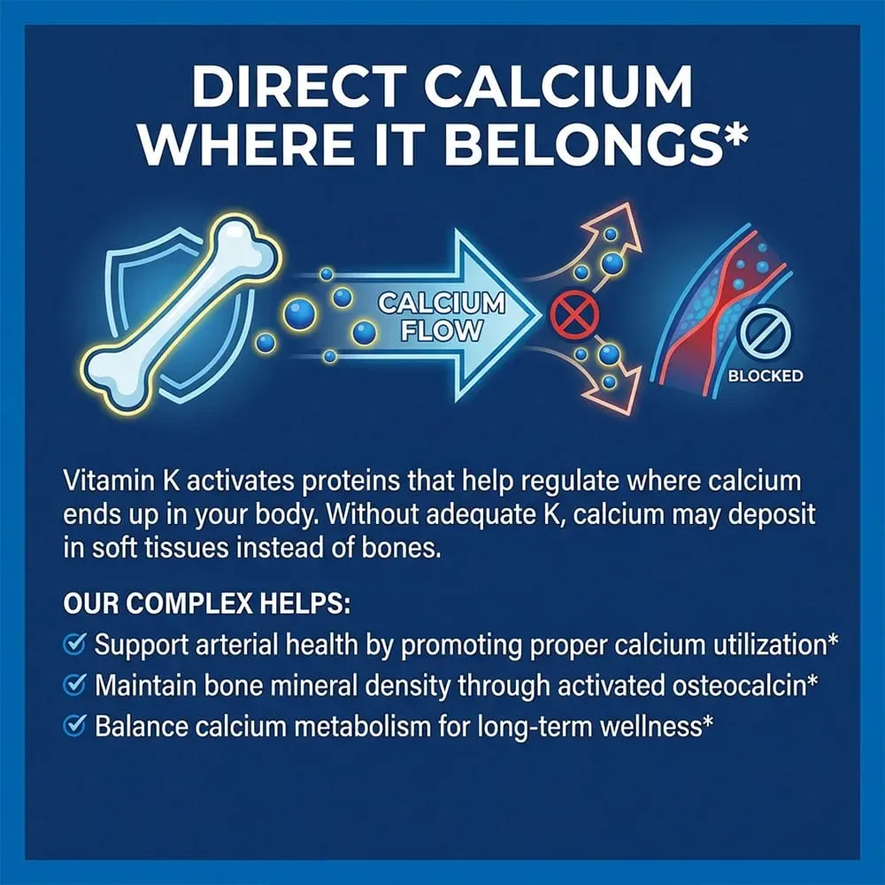 Vitamin K2 (MK-4 & MK-7) Capsules High Absorption Supplement for Bone Density Teeth Joint Cardiovascular & Immune Health