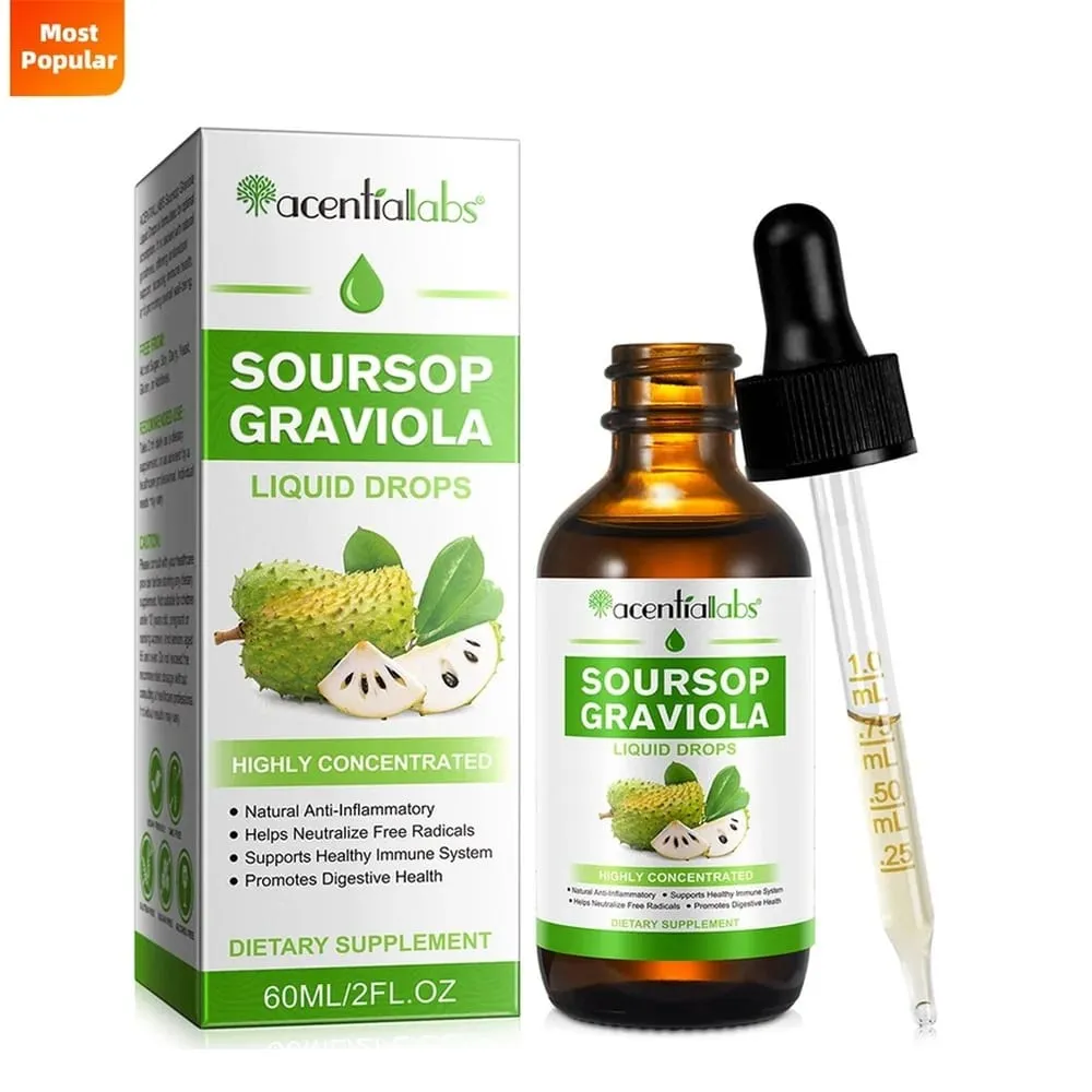 AcentiLabs Soursop Graviola Liquidหยดวิตามินซีรองรับระบบย่อยอาหารสุขภาพระบบภูมิคุ้มกันป้องกันอนุมูลอิสระ 60mlสำหรับผู้ใหญ่