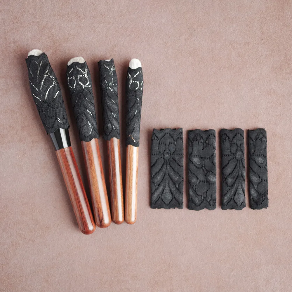 Handmade Makeup Brush Protective Sleeve 10pcs Resilient Lace Make Up Brush Netting Guard Make Up Brushes Protective Sleeve