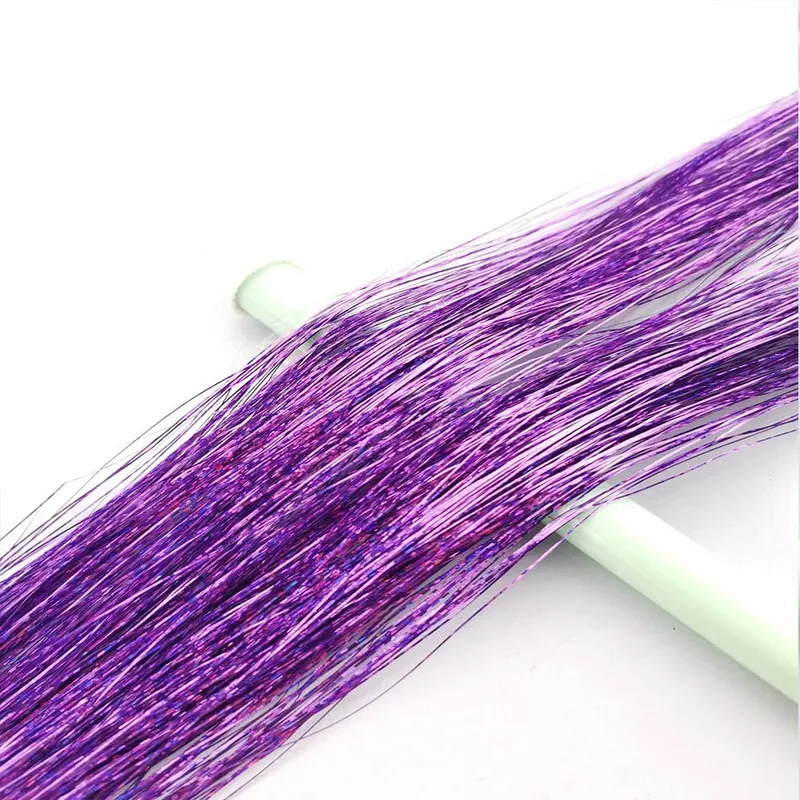 36/48Inch Sparkle Hair Tinsel Rainbow Colored Strands Girls Headwear Hairbinge Hair Laser False Hair Extensions Decor Glitter