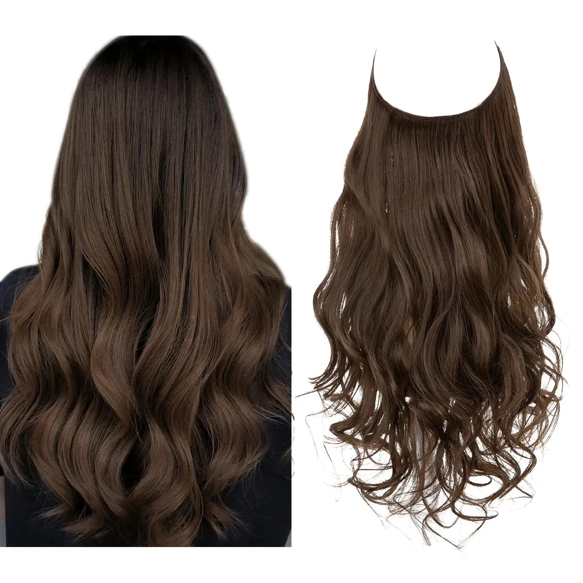 Premium Synthetic Invisible Wire With Clips Natural Hair Extension False Long Wavy Daily Use Clip In Hair Piece For Women