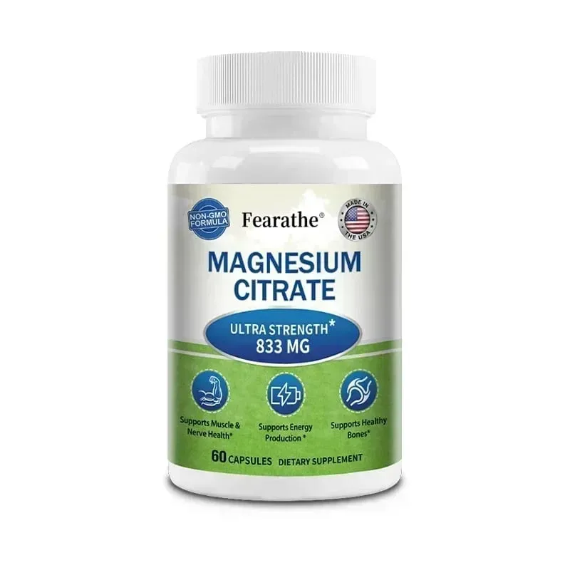 Cápsulas de citrato de magnesio Ayuda nutricional altamente absorbible Relajación Sueño Hueso Corazón Nervio Músculo y metabolismo