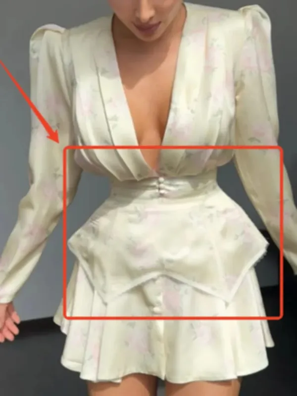 Elegantní minišaty s květinovým potiskem, dámské, elegantní, výstřih do V, plné rukávy, jednořadové, úzké, krátké šaty do áčka 2026 Dámské společenské róby