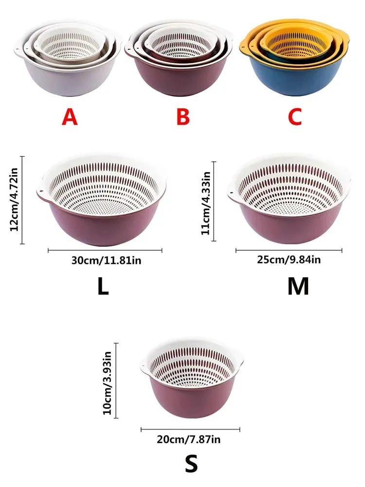 6PCS Kitchen Sink Vegetable Drainer Fruit Basket for Multifunctional 3 Size Stackable Washing Basin Vegetable Drain Basket Basin — image 8