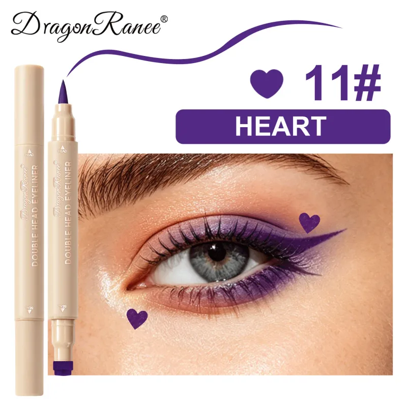 Colorful Liquid Stamp Eyeliner Red Star Heart Butterfly 2 in 1 Eye Liner Pencil Purple Pink Waterproof Eye Template Makeup Tool — image 22