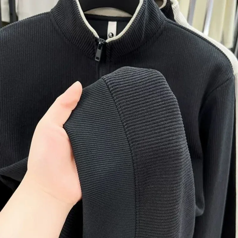 Autumn Men's Sweatwear Warm Pullover Solid Half Zipper Casual Long Sleeve Hoodie Thicken Half Turtleneck Sweatshirts Winter Tops