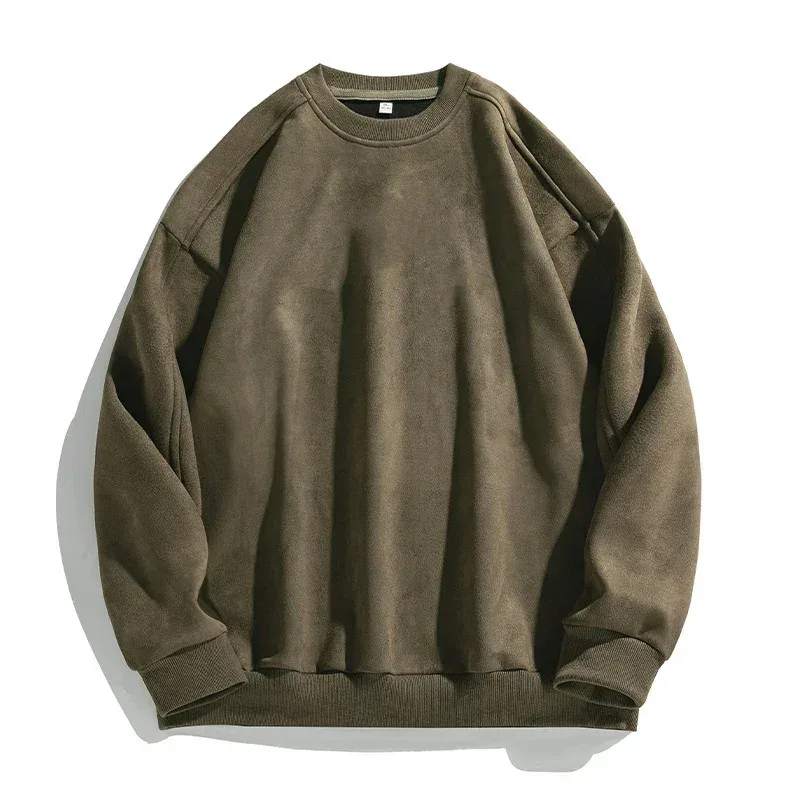 Jenama Ungu Sweatshirt Mans Suede O Leher Musim Gugur Musim Sejuk Longgar Baju Sweatshirt Lelaki Kasual Lengan Panjang 2026 Top Lelaki Baharu — image 6