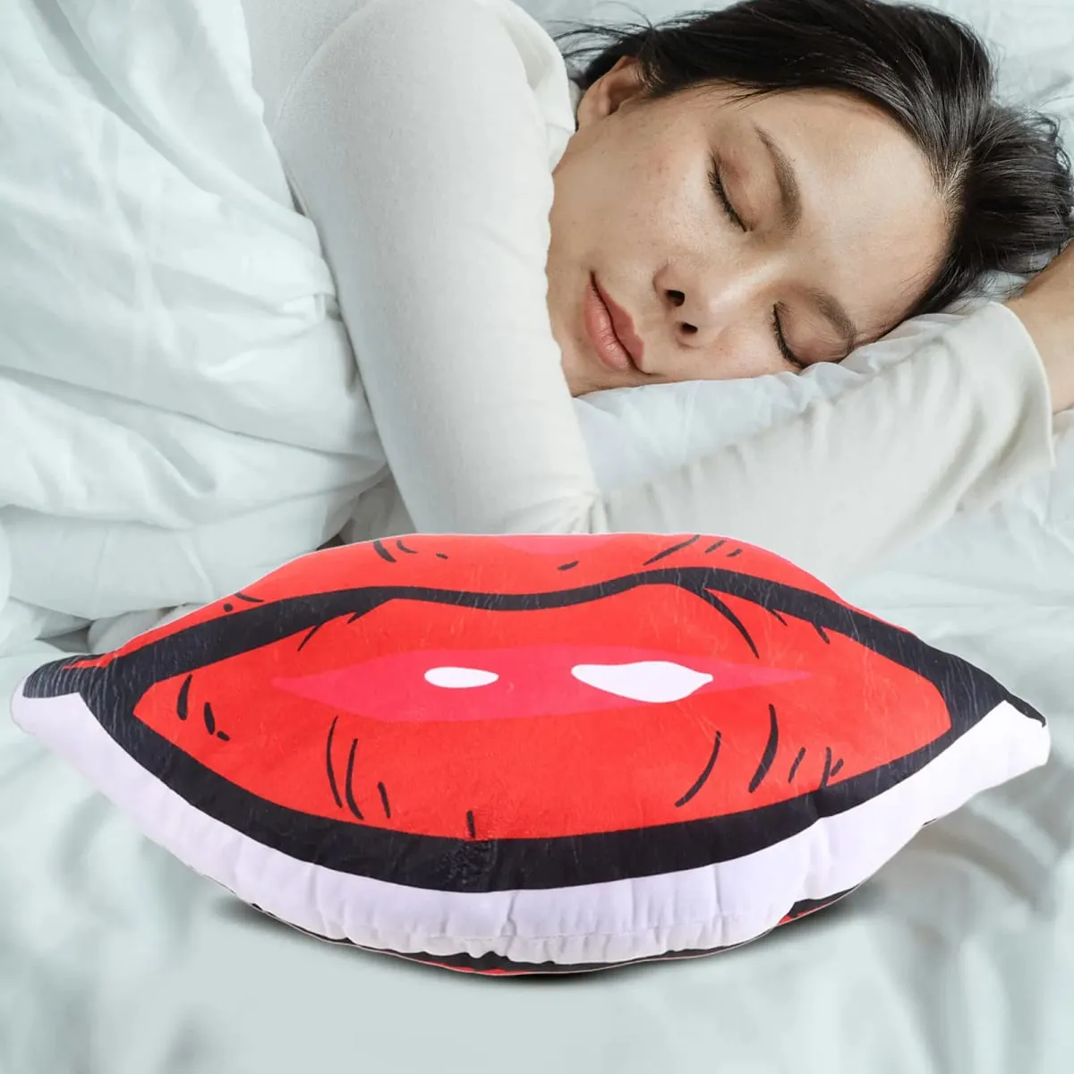 Lip Pillow Double-Sided Digital Print Red Lips Design Soft PP Cotton Comfortable Decorative Throw Pillow Valentines Day Decor