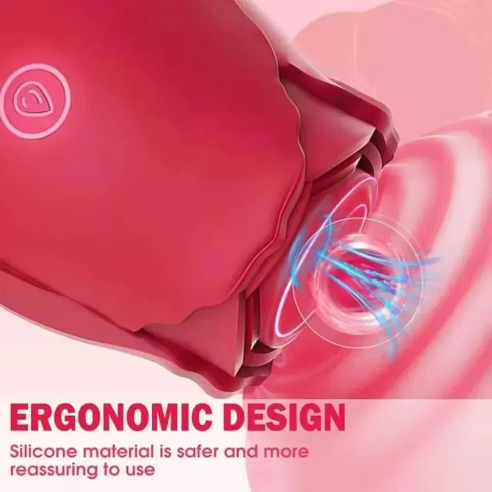 A forma di rosa, la vagina succhia il vibratore, bacia la figa, succhia il capezzolo e lecca la stimolazione del clitoride, masturbandosi con i giocattoli sessuali per le donne — image 4