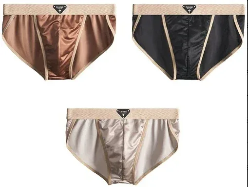 Slips en soie glacée pour hommes, sous-vêtements semblables à du Satin, sous-vêtements d'été respirants à séchage rapide, sous-vêtements Sexy avec pochette en U, 1/3 pièces