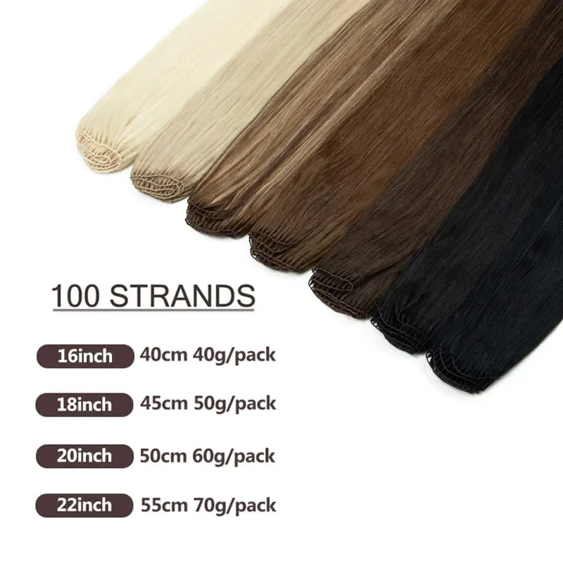 Feather Hair Bundles Extensions Natural Fish Line Human Hair Non-Remy Invisible Micro Rings Hair Extension Weft 100 Strands