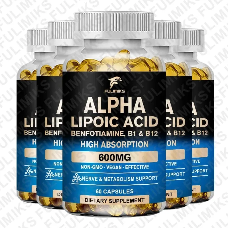 Premium Alpha Lipoic Acid 600mg - ALA Supplement with Benfotiamine Support Antioxidant Nerve Brain Liver Energy & Metabolism