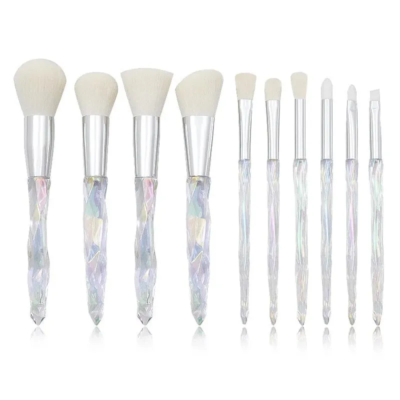 Purple Crystal Handle Makeup Brush Set Soft Synthetic Hair Foundation Blush Eye Shadow Cosmetic Brushes Kit